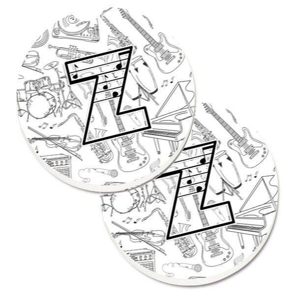 Carolines Treasures Letter Z Musical Note Letters Set of 2 Cup Holder Car Coaster CJ2007-ZCARC - main